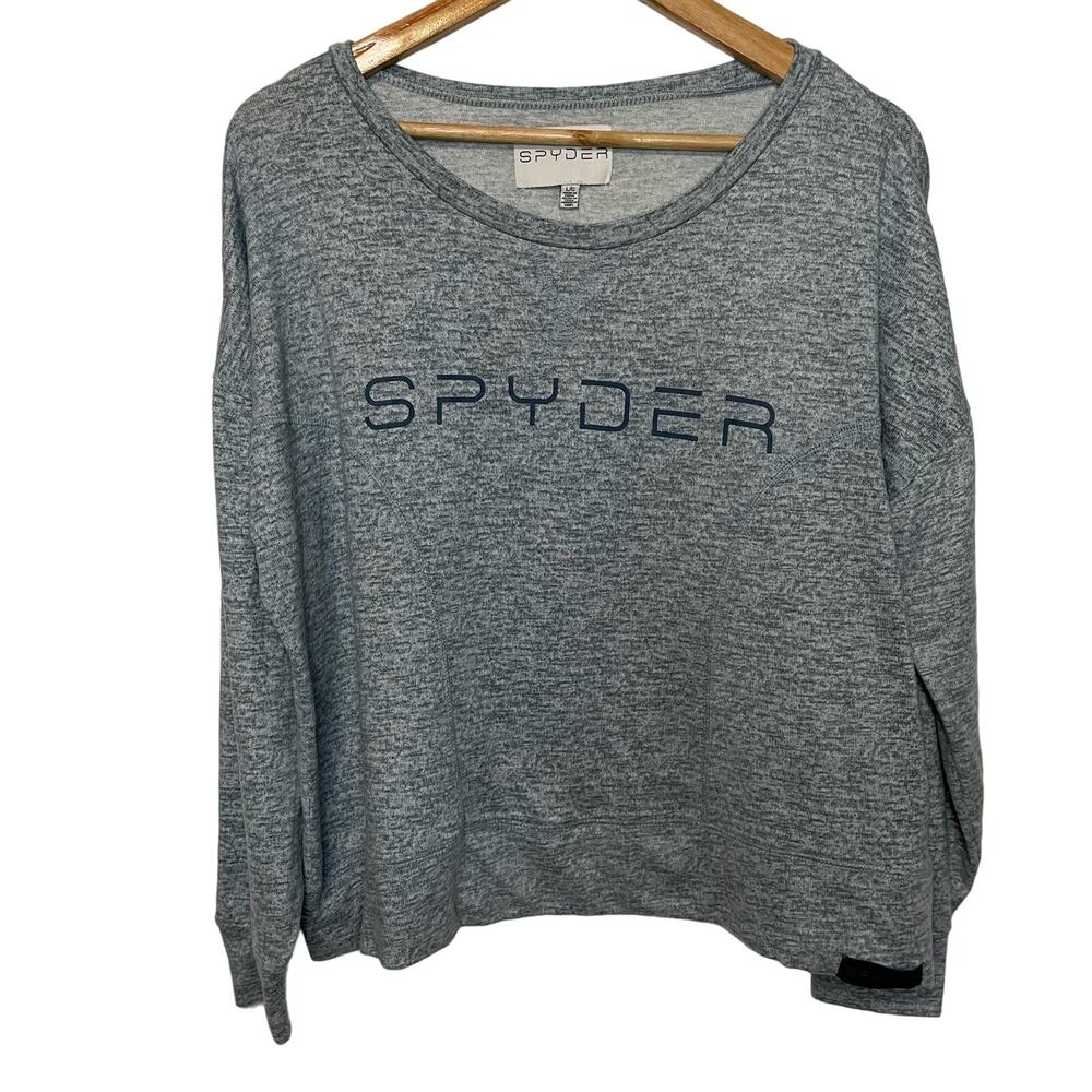 Spyder Grey Long Sleeve L Womens Boat Neck Oversized Casual Graphic